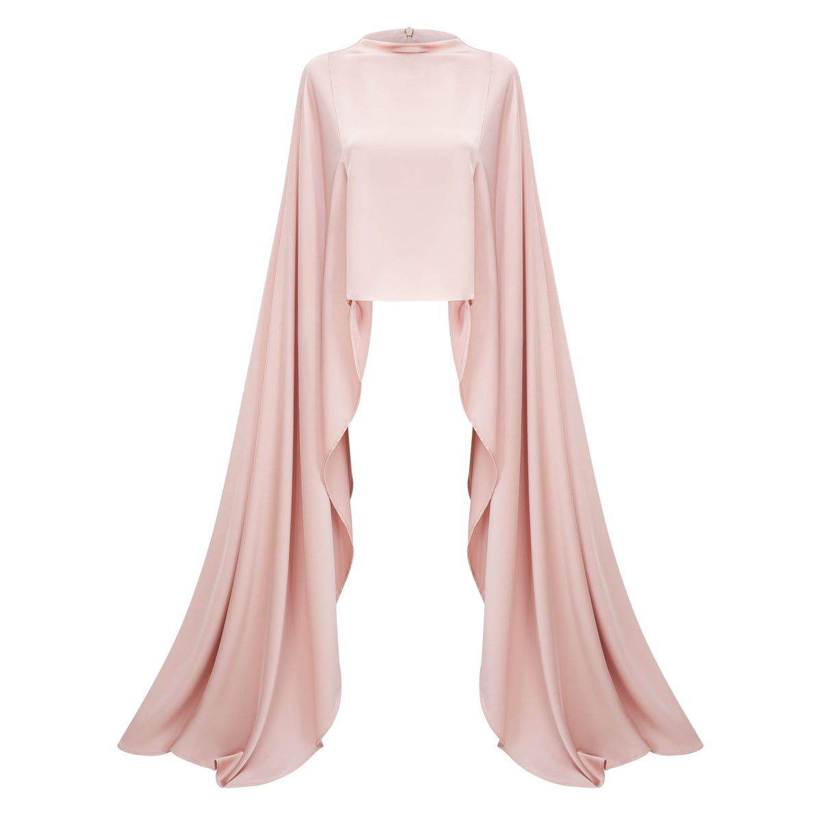 Everleigh Champagne Satin Top & Skirt Set With Cape Detail