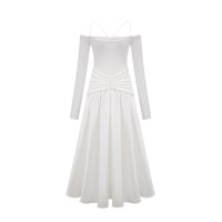 Nadine off-shoulder panelled maxi dress in White