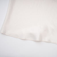 Lilla Beige Strapless Ruffled Satin Maxi Dress