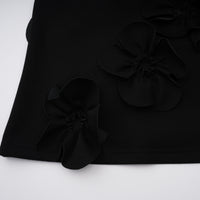 Isidora Black Bowknot Floral Appliqué Maxi Dress