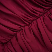 Théa Burgundy Asymmetrical Ruched Mini Dress