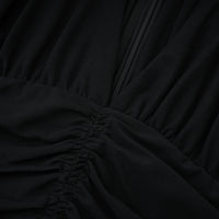 Greta Black Ruched Sheer Mesh Maxi Dress