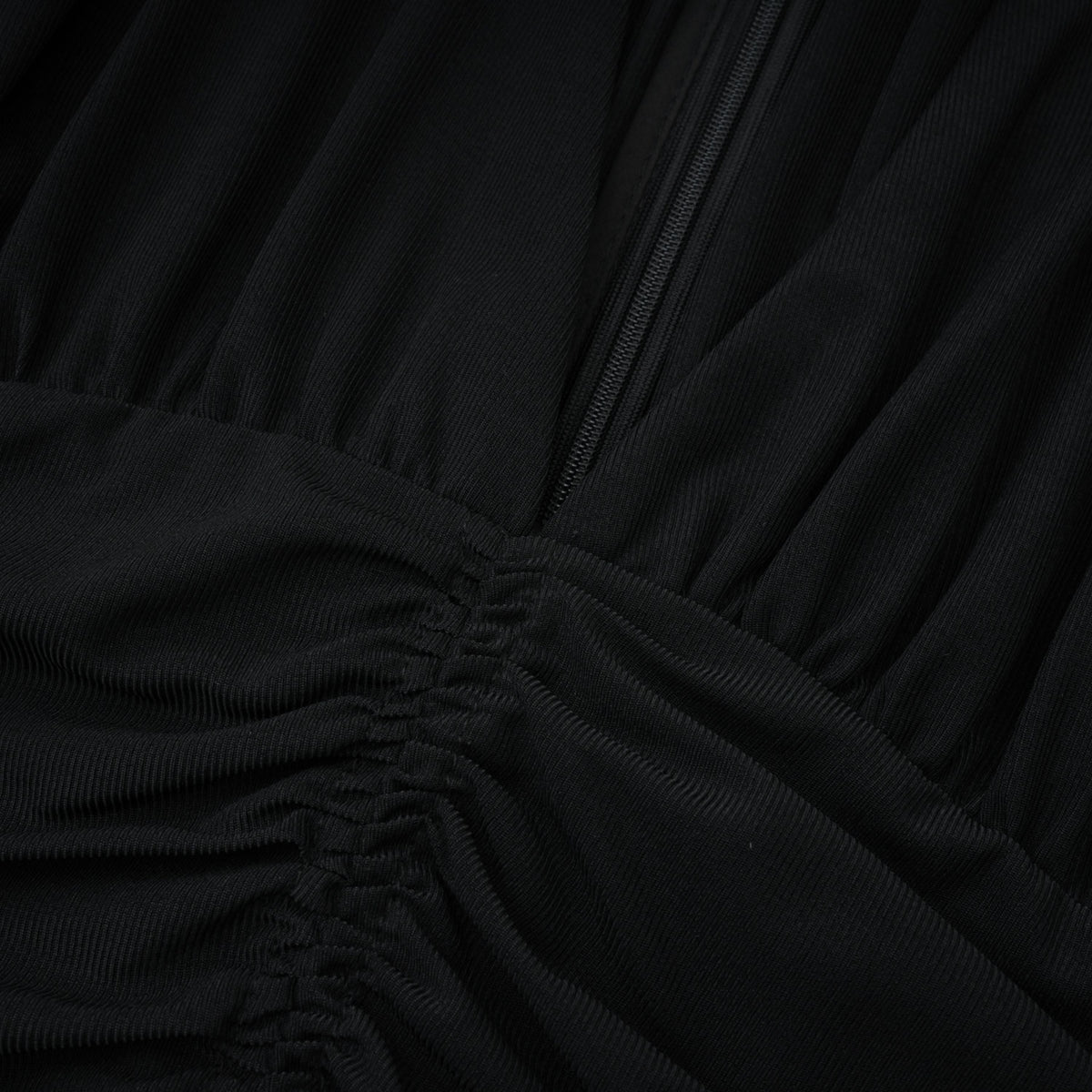 Greta Black Ruched Sheer Mesh Maxi Dress