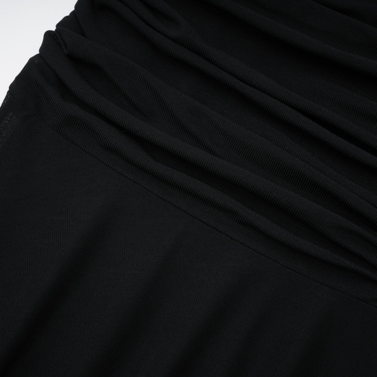 Greta Black Ruched Sheer Mesh Maxi Dress