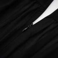 Greta Black Ruched Sheer Mesh Maxi Dress