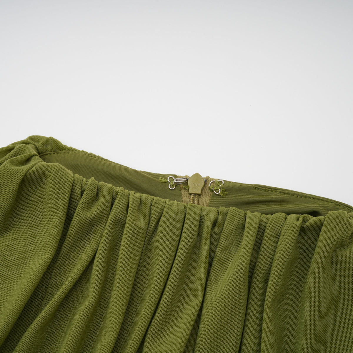 Emilia Green Asymmetrical Ribbon Draped Maxi Dress