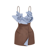 Johanna Brown Floral Panelled Mini Dress