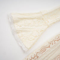 Émeline floral lace flared-cuff mini dress in Neutrals