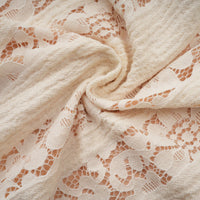Émeline floral lace flared-cuff mini dress in Neutrals