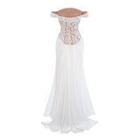 Grace White Satin Maxi Dress with Lace Panels