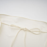 Lyna White Satin Ruffled Mini Dress with Shawl Panel Detail