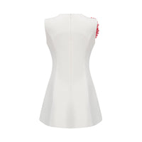 Véronique white 3d-petal sleeveless mini dress