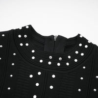 Fabienne Black Embellished Ruffled Knit Mini Dress