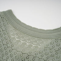 Siena green shirred crochet-knit maxi dress