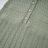 Siena green shirred crochet-knit maxi dress