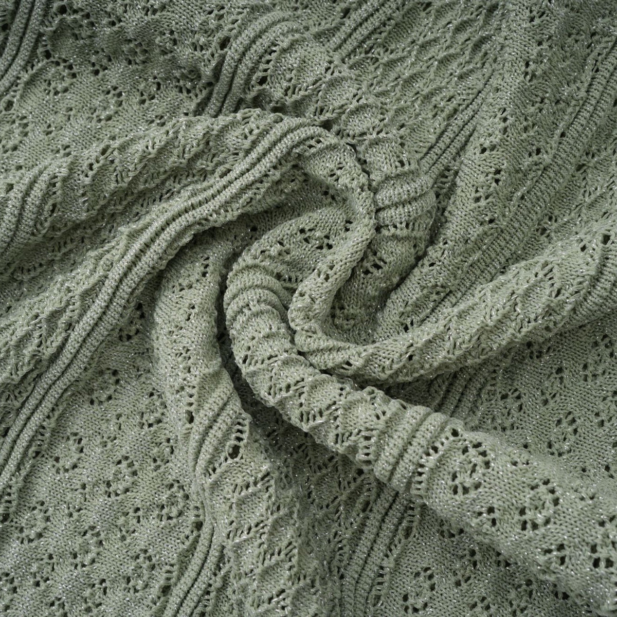 Siena green shirred crochet-knit maxi dress