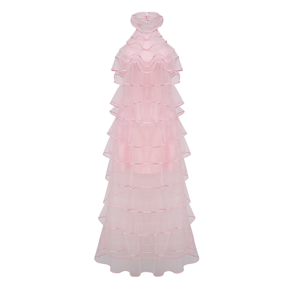 Nonchalante Pink Tiered Halterneck Maxi Dress