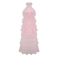 Nonchalante Pink Tiered Halterneck Maxi Dress