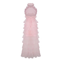 Nonchalante Pink Tiered Halterneck Maxi Dress