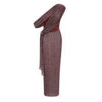 Delphine ribbon-design corset maxi dress in Brown