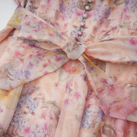 Aya Pink Godet Floral Mini Dress