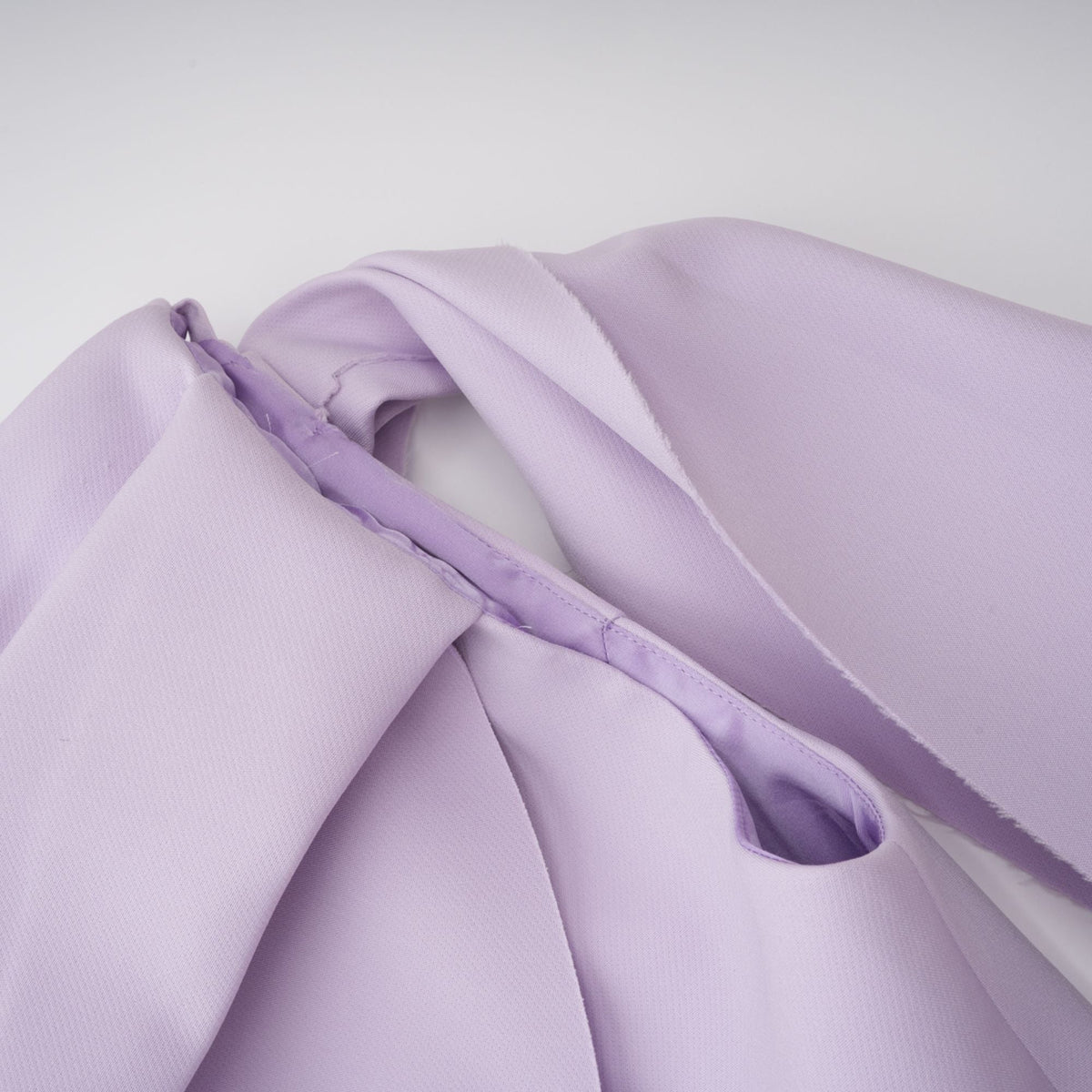 Annabelle Purple Cape-Design Ribbon Maxi Dress