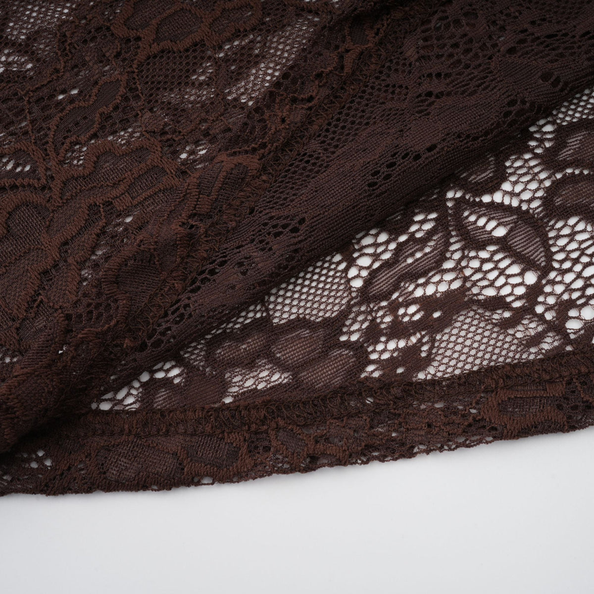 Brigitte Brown Lace Panel Ruched Maxi Dress