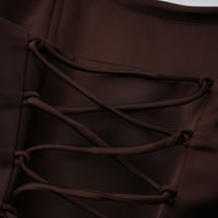 Marilou Brown Ruched Satin Maxi Dress