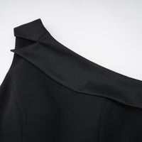 Bernadette black lace-panell asymmetrical midi dress