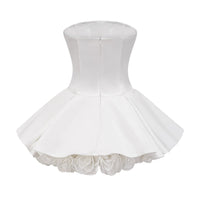 Lucie white petal-layered strapless corset mini dress