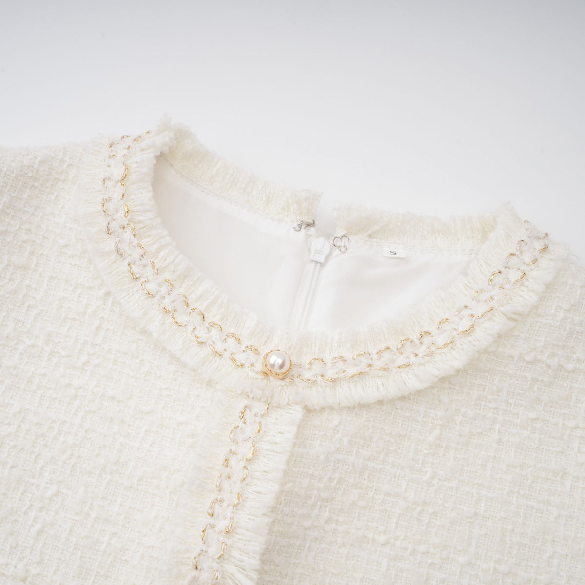 Gaëlle White Faux Pearl Tweed Mini Dress