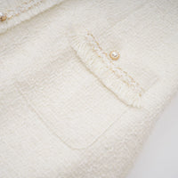 Gaëlle White Faux Pearl Tweed Mini Dress