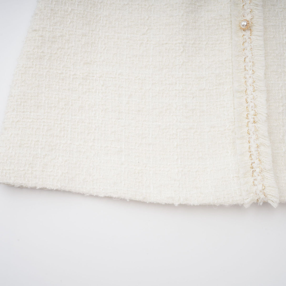 Gaëlle White Faux Pearl Tweed Mini Dress