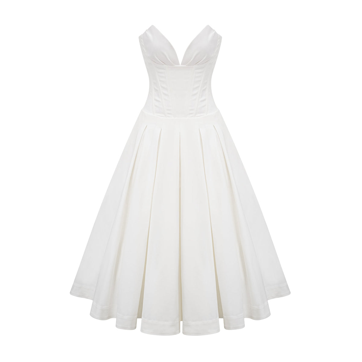 Katherine White Off-Shoulder Corset Midi Dress
