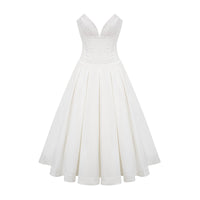 Katherine White Off-Shoulder Corset Midi Dress