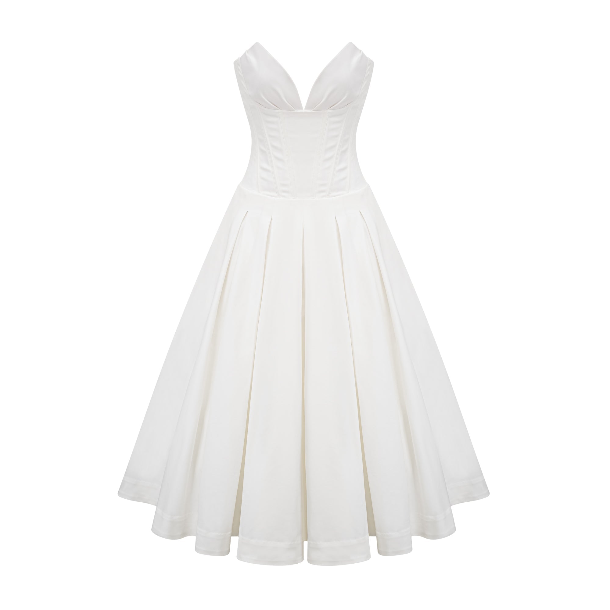 Katherine White Off-Shoulder Corset Midi Dress