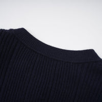 Fern Navy Blue Satin Panel Knit Midi Dress