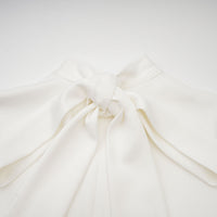 Magali White Sleeveless Maxi Dress with Faux Flower & Bow-Tie Embellishment