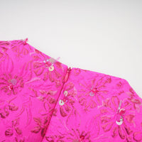 Celestia Floral-Appliqué Embellished Mini Dress in Pink