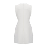 Irène White Sequin Floral Embroidered Mini Dress