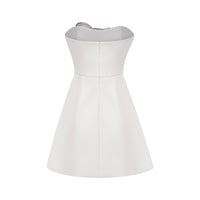 Irène White Off-Shoulder Sequin Floral Embroidered Mini Dress