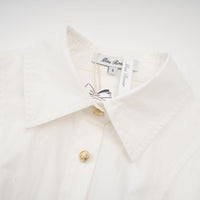Orlane white cinched-waist pleated mini shirt dress