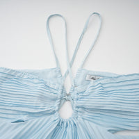 Andréa Blue Pleated Maxi Dress with Cutout Detail