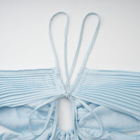 Andréa Blue Pleated Maxi Dress with Cutout Detail