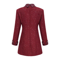 Ancora Red Embellished Tweed Mini Dress