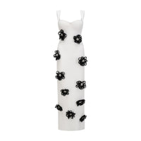 Olivia white floral-appliqué bandage maxi dress