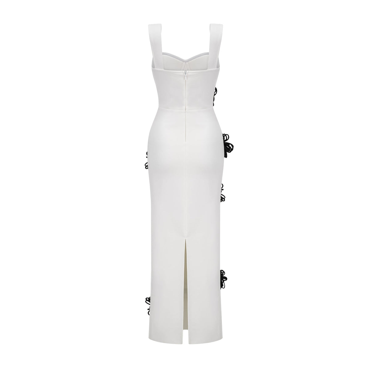 Olivia white floral-appliqué bandage maxi dress