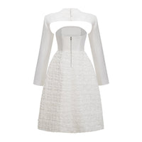 Dulcie White Floral Jacquard Shawl & Dress Set