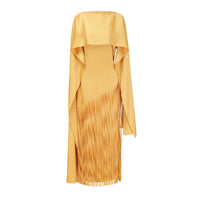Cayetana Yellow Fringed Maxi Dress with Shawl Detail