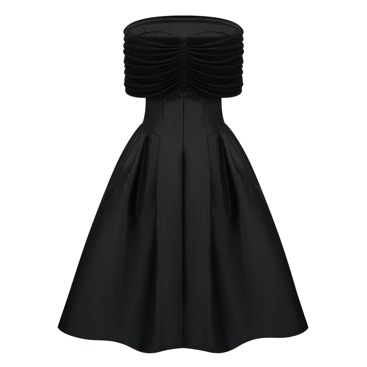 Ainara Black Off Shoulder Polished Midi Dress